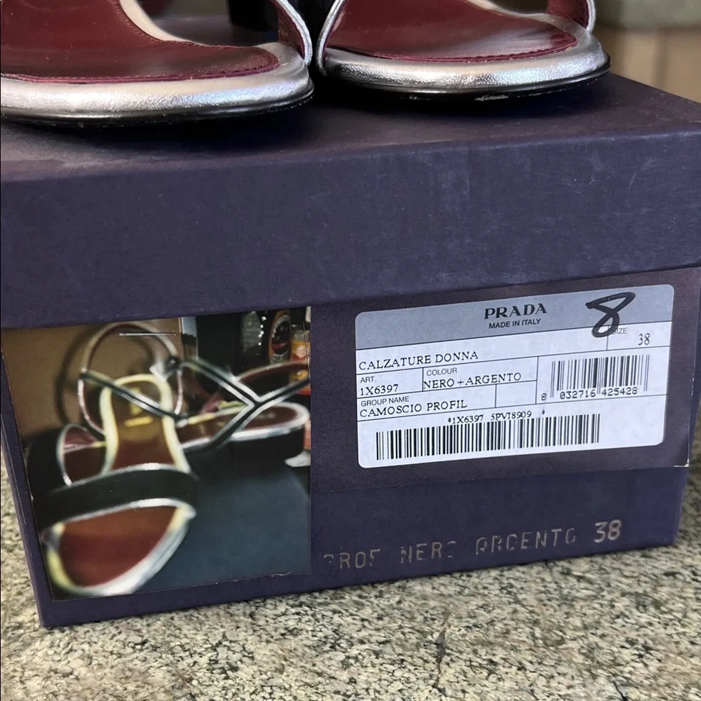 Prada Women's Black and Cream Sandals - Picture 6 of 7